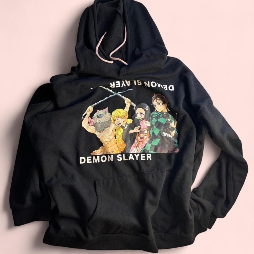 Demon Slayer Kimetsu no Yaiba Black Graphic Hoodie XXXL Tanjiro Nezuko Inosuke - Picture 3 of 6